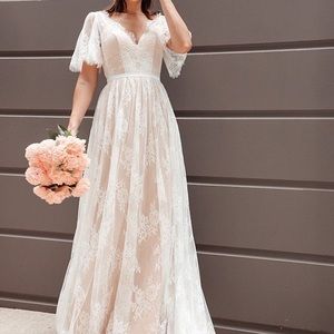 A-Line/Princess Lace Boho Wedding Dress